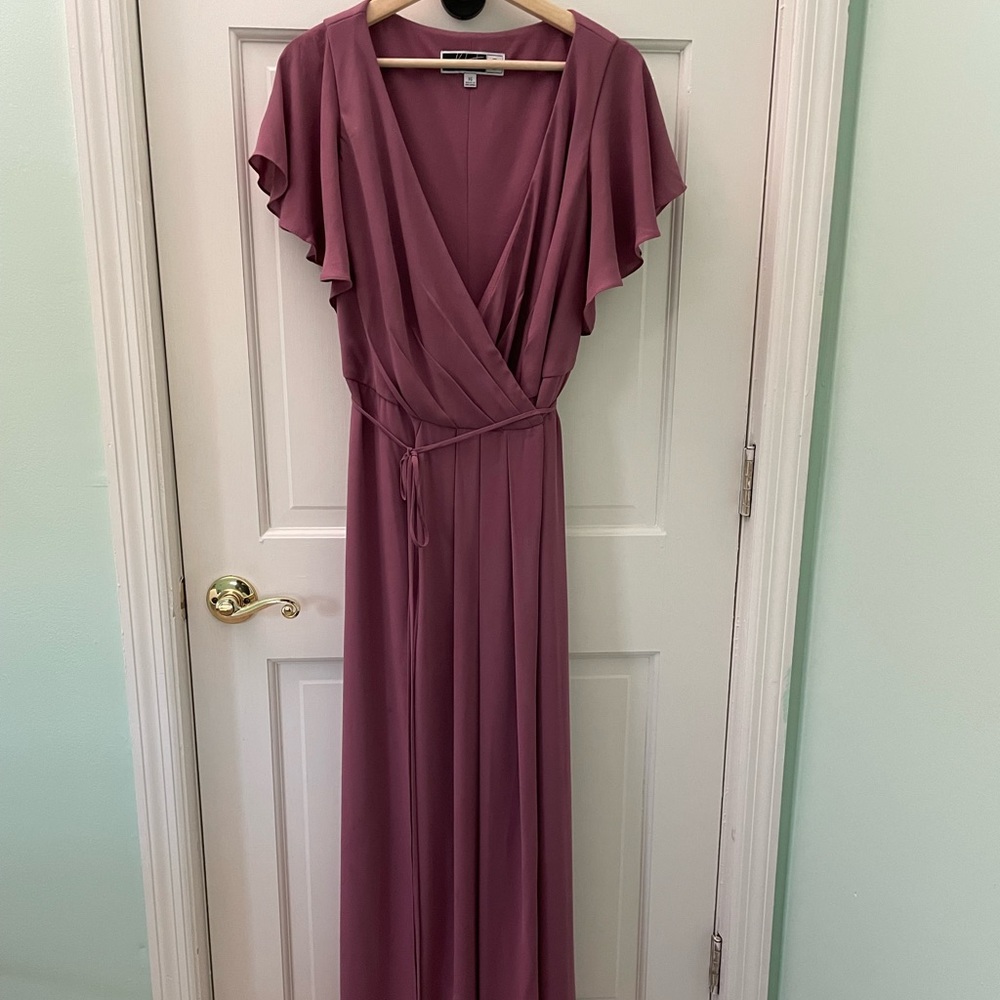David’s Bridal Chianti flutter sleeve georgette wrap dress size 16